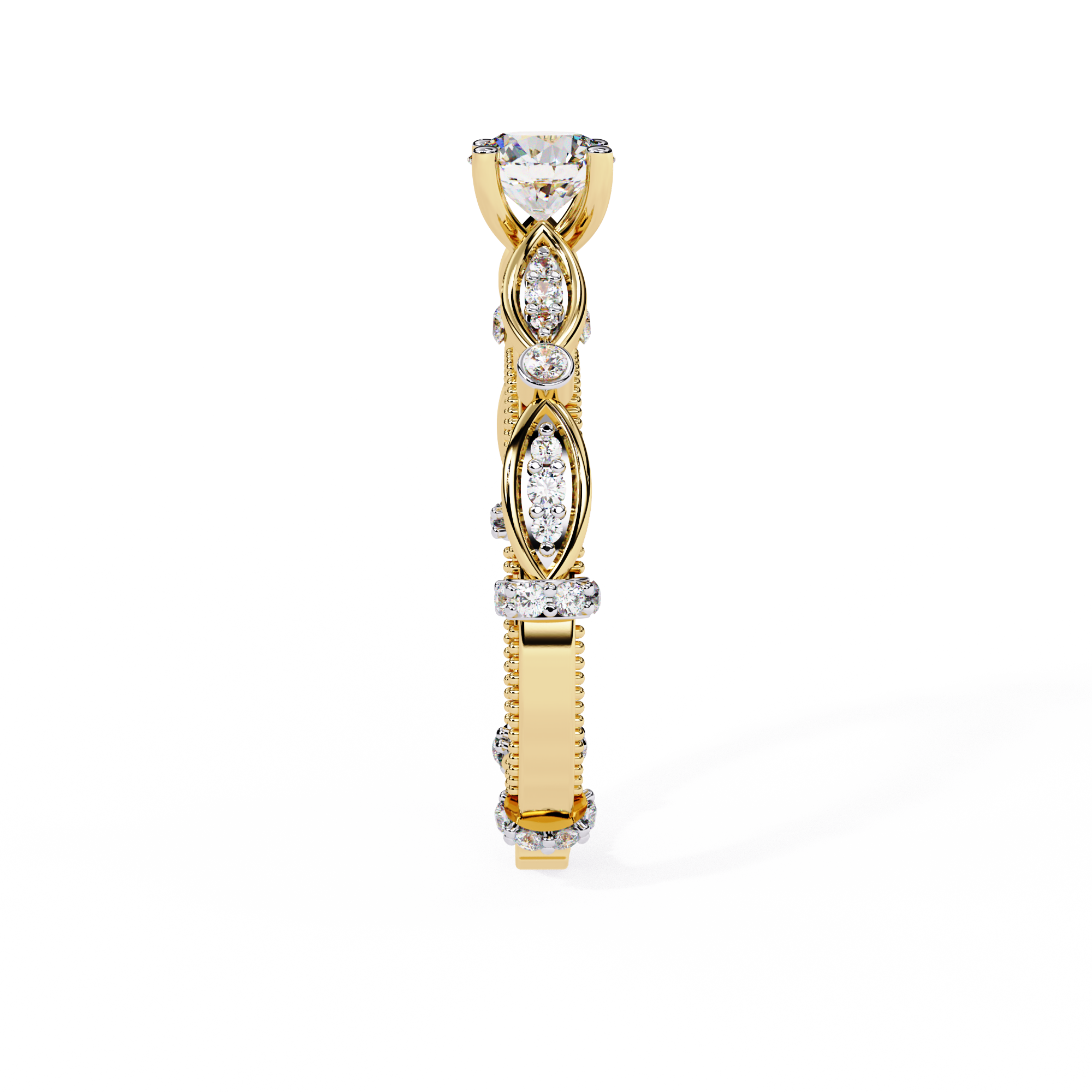 Solitairekart – 0.84 ct Marquise Bezel Lab Grown Diamond Ring – 14K Yellow Gold